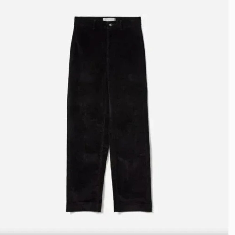 EVERLANE Corduroy Relaxed Straight Leg Black Pants Size 4 EUC Stretch High Rise